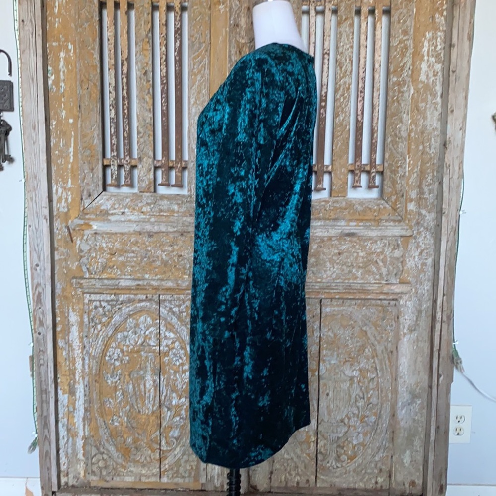 Vtg 'Molly Malloy Evening' Blue Glitter Velvet Whimsy Party Skater Dress UK 12